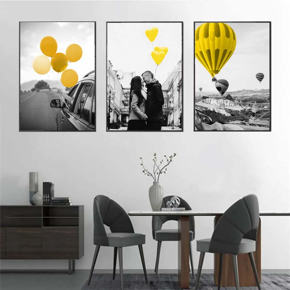 Постер в скандинавском стиле 3 панели воздушных шаров уличный воздушный шар