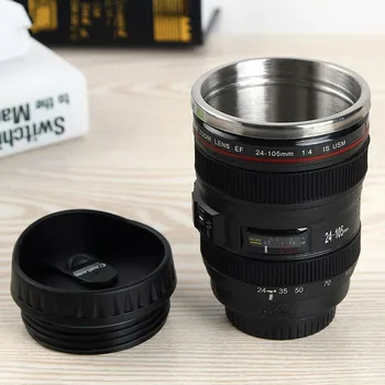 

Stainless Steel Camera Lens Coffee Mug 400ML SLR Camera Emulation Mug With Lid