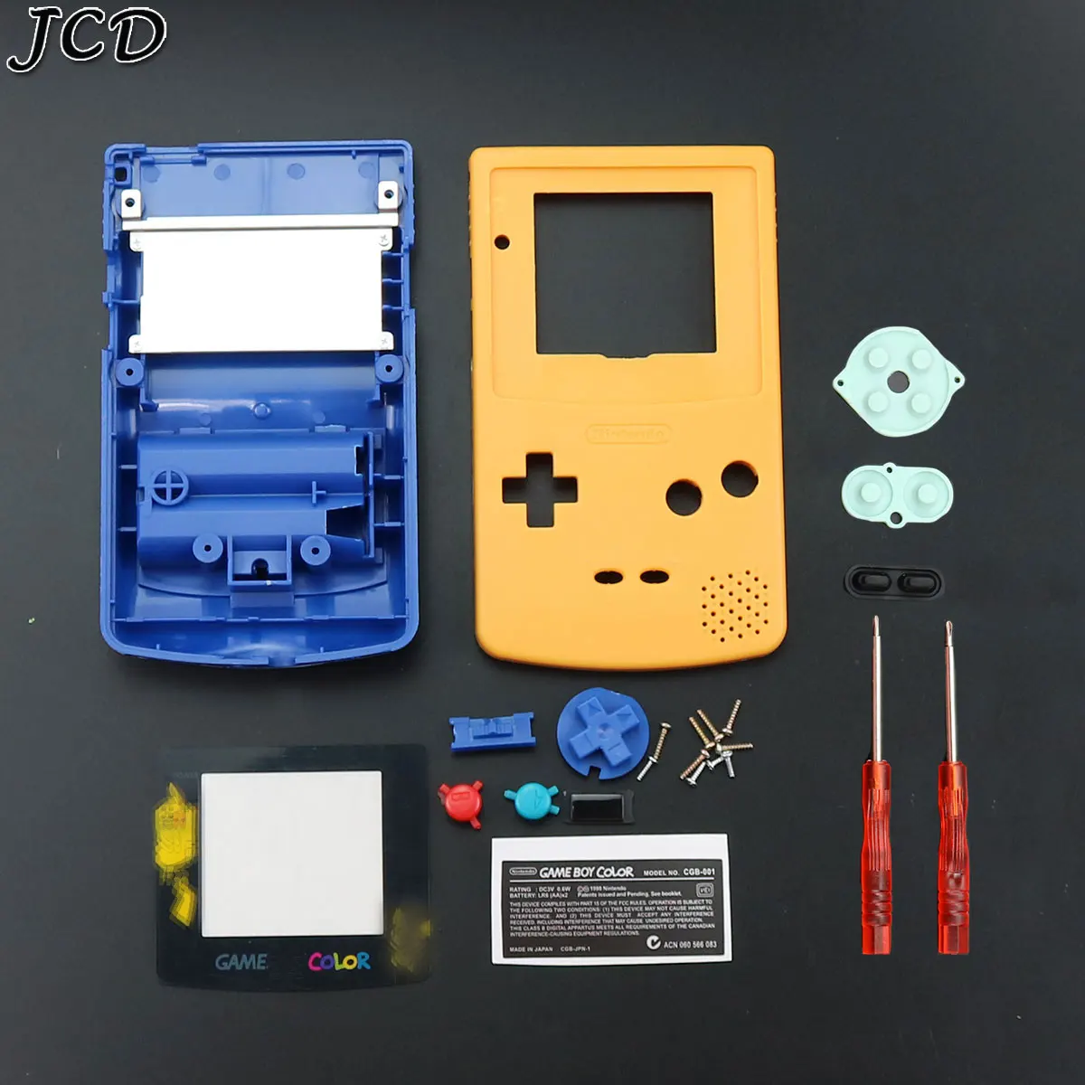 JCD DIY Game Case For P0kem0n Limited Edition Yellow Blue Housing Shell Cover Replacement Gameboy Color for GBC | Электроника