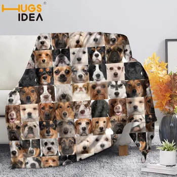 

HUGSIDEA Animal Dog Cat Face Stitching Print Throw Blanket Soft Warm Fleece Plush Fleece Sofa Bedding Blankets Kid's Bedspread