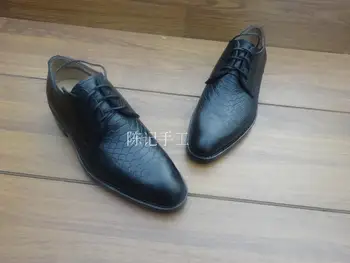 

Sapato Social Handmade Faux Snakeskin Leather Cowhide Embossed Leather Men Shoes Calfskin Sole Customize Leather Zapato Hombre