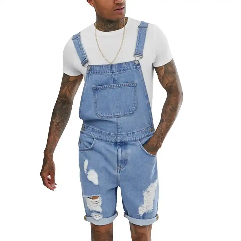 men in overall shorts