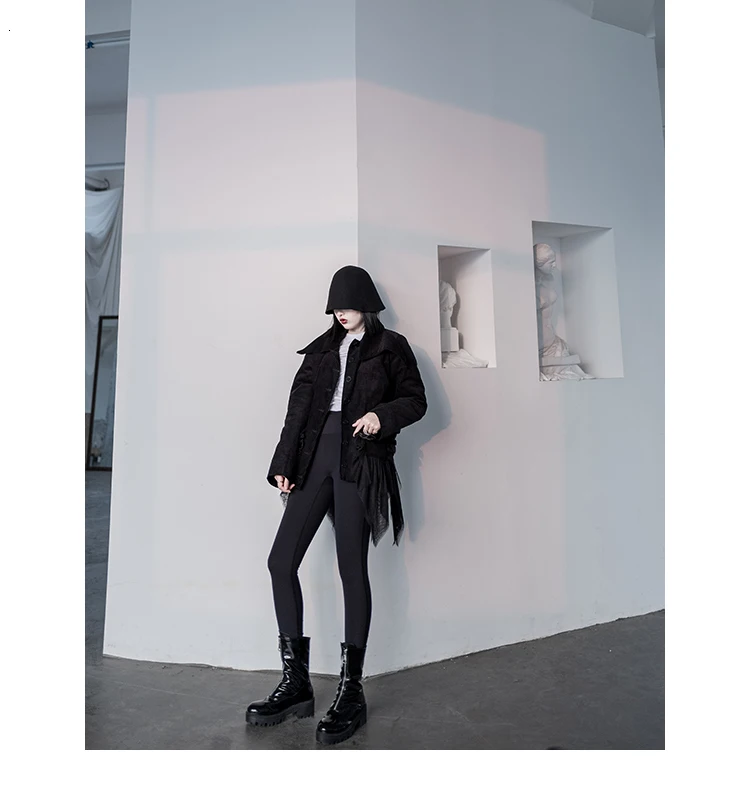 [DEAT] Свободная облегающая сетчатая комбинированная куртка хитового цвета, необычная куртка, новинка, с отворотом, с длинным рукавом, Женское пальто, модное, Осень-зима, 13E595