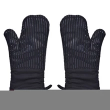 1 пара кухонных микроволновых силиконовых мягких прихваток для выпечки антиожогов гибкие противоскользящие перчатки термостойкие полосатые