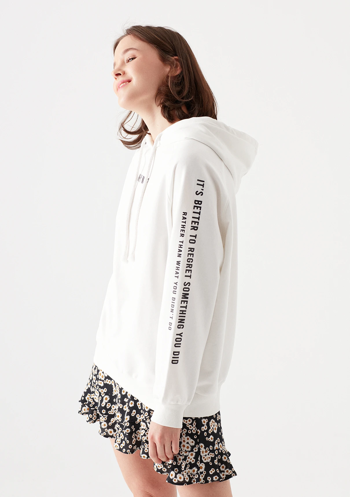 Mavi Sudadera blanca manga para mujer, ropa de calle informal a la moda, de gran tamaño, 1600516 33389|Sudaderas con capucha y sudaderas| - AliExpress