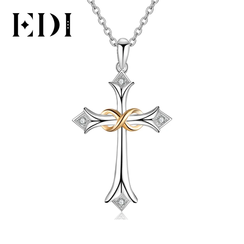 EDI настоящий крест натуральный 0.04ct круглый белый топаз драгоценный камень 925