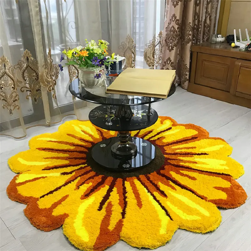 TuftingChrysanthemumRugSuperSoftPlushSunflowerCarpetNonSlip