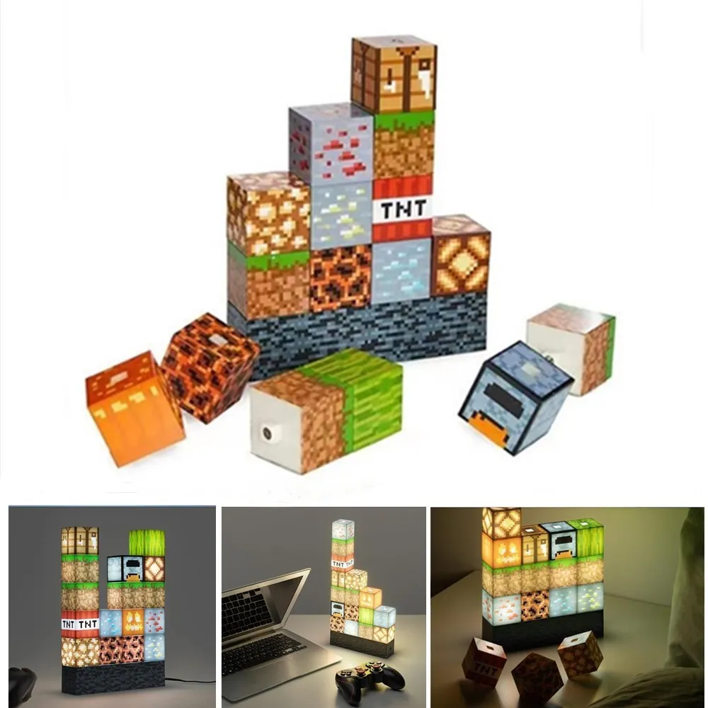 Creative Holiday Lights DIY Child's Toys stitching Led Light USB plug Square building blocks Home Decor Lighting Night | Освещение