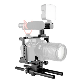 

Andoer C15 Camera Cage + Top Handle + 15mm Rod Baseplate Kit Aluminum Alloy with Cold Shoe Mount for Nikon Z6/Z7 DSLR Camera