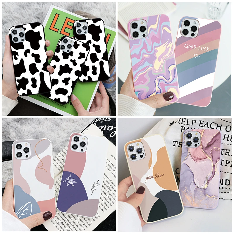 Soft TPU Phone Cases For iPhone XR XS X 11 12 13 Pro Max Mini SE3 2022 2020 7 8 6 6S Plus Fashion Marble Shockproof Cover Bumper apple iphone 13 pro max case