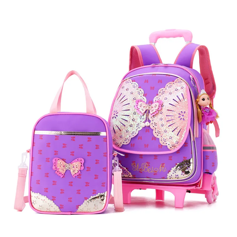 2 шт./компл. Детские водонепроницаемые школьные ранцы для девочек фиолетового