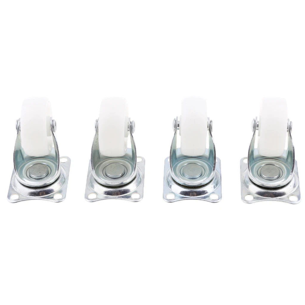 4Pieces Heavy Duty 1.5'' Swivel Castor Wheels Trolley Furniture Caster White