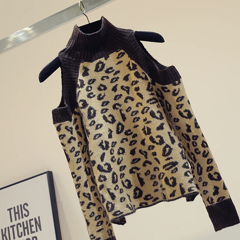 

Leopard Print Turtleneck Sweater Women Fall/winter Wear 2019 New Korean Loose Knit Sweater Jersey Mujer Sweter Femme