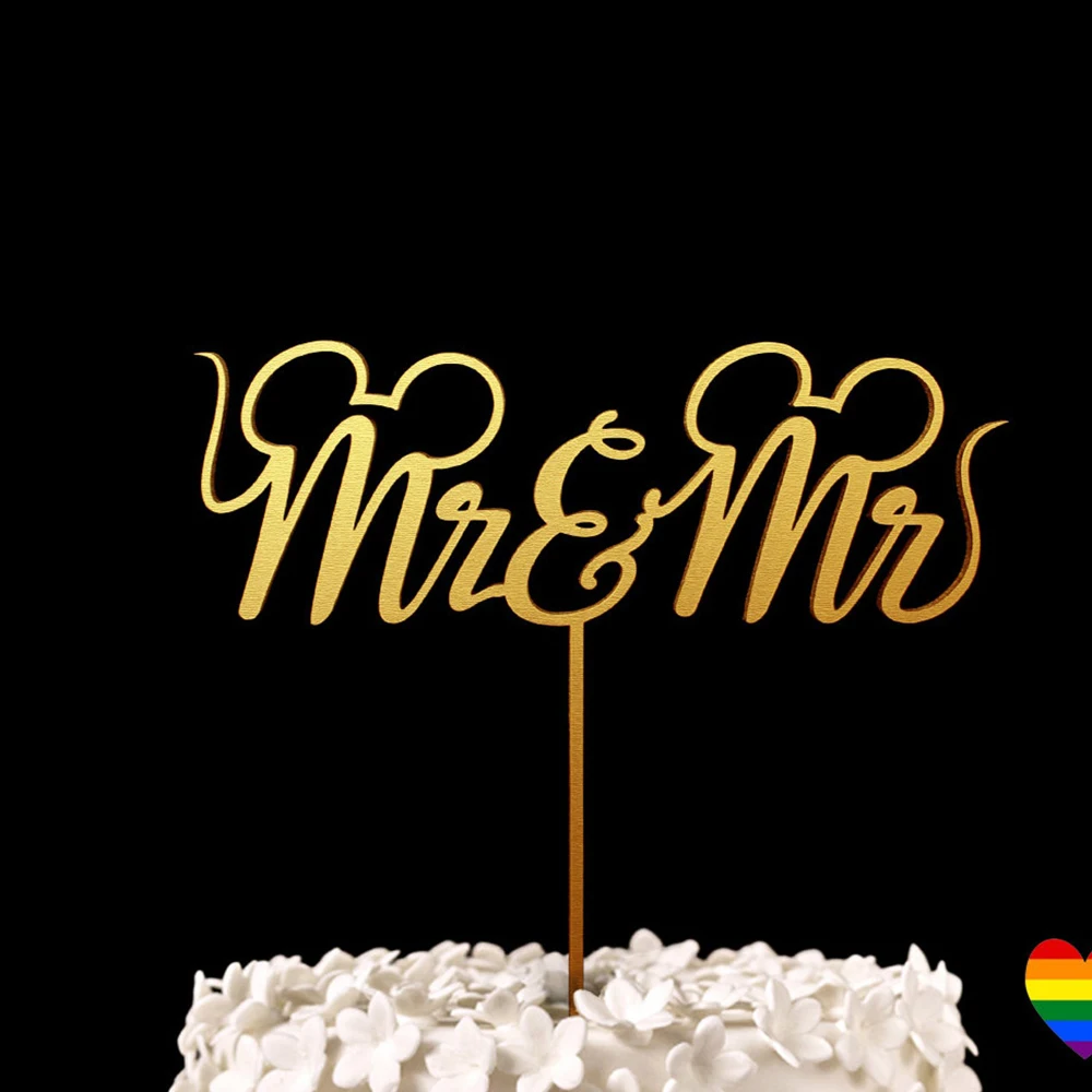 Mr & Mr Mouse Wedding Cake Topper Keepsake Wedding LGBT Cake Topper, Gay and Lesbian Cake Topper, Same Sex for Party