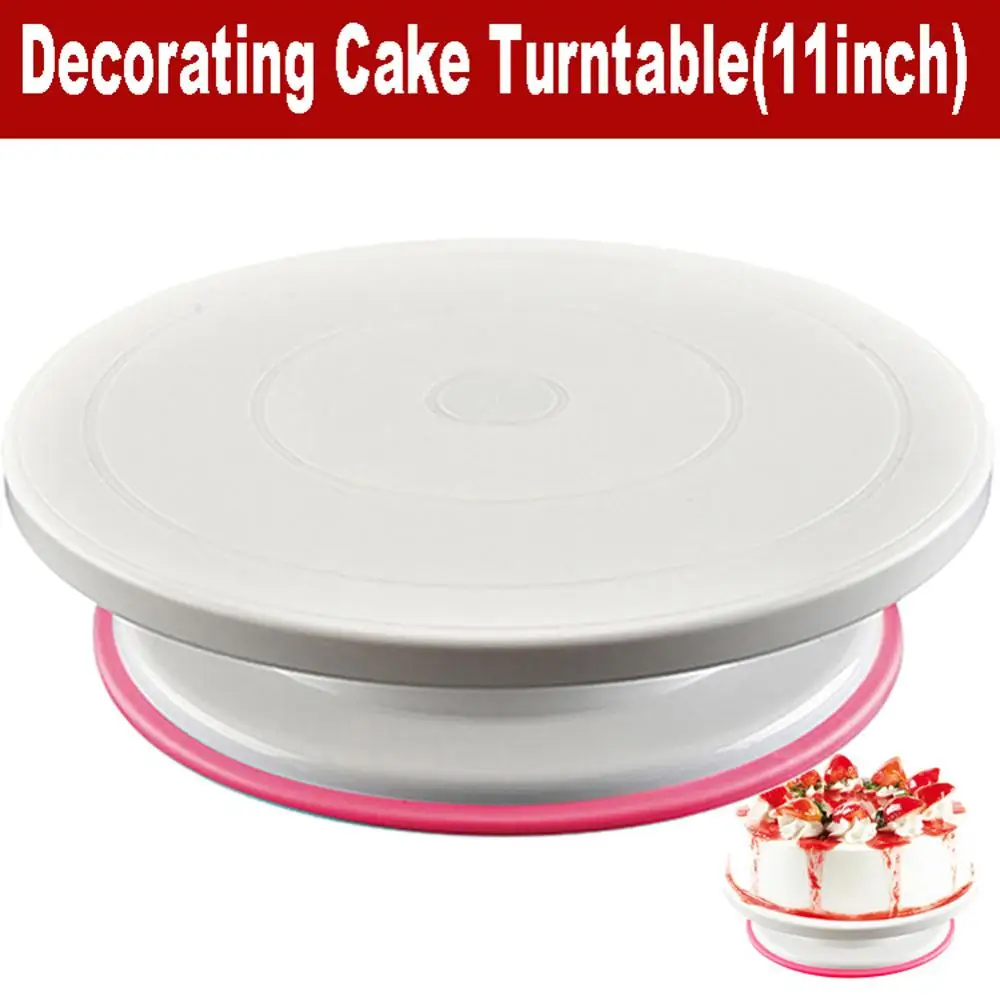 

11 Inch Plastic Cake Plate Turntable Rotating Rotating Revolving Plate Decorating Cake Turntable Kitchen Display Stand