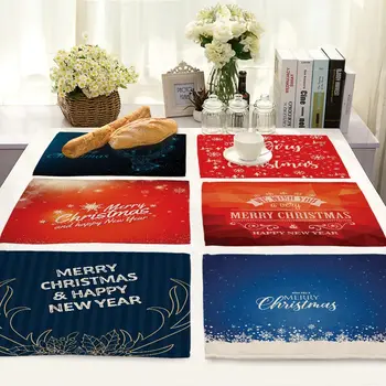 

Christmas Series Printed Cotton Linen Cloth Art Heat Insulation Western Placemat
