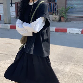 

Design Feel Irregular Round Neck Sleeveless Sweater Woman 2020 Season Loose Pullover Vest Vest Gr65 sweatshirt hoodies