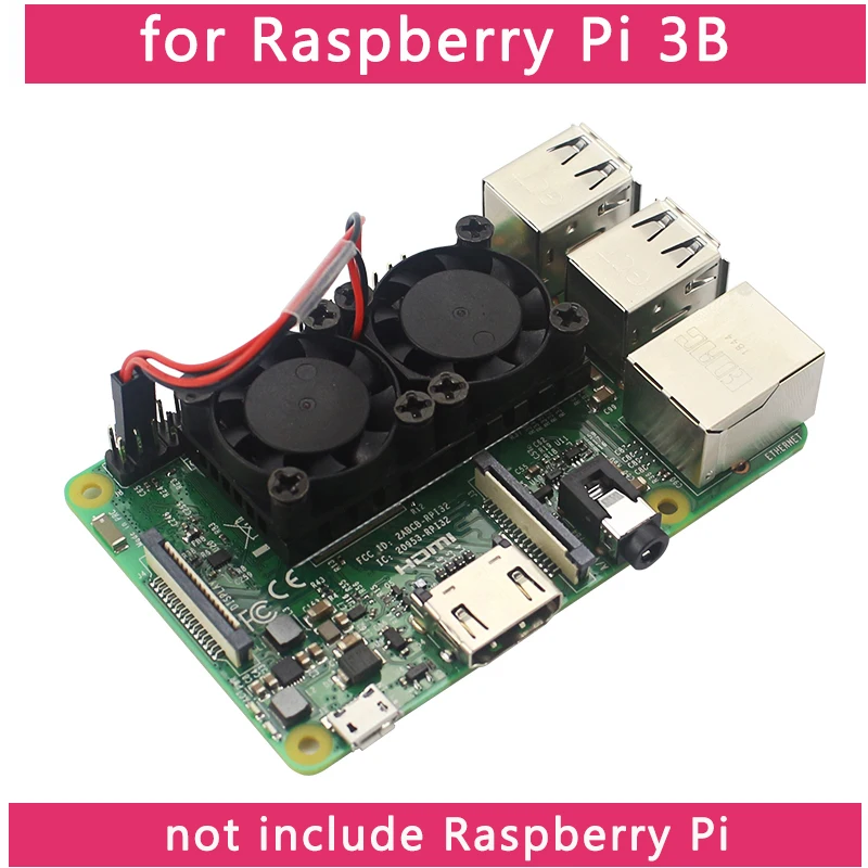 Raspberry Pi 4 B с двумя вентиляторами процессор печатная плата модуль охлаждения