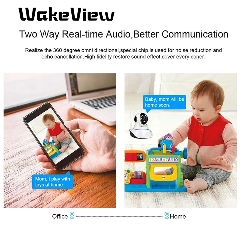 WakeView HD 1080P Wireless WIFI IP Camera Home Indoor Security Monitor Smart Network Video System Two Way Audio Night Vision IR