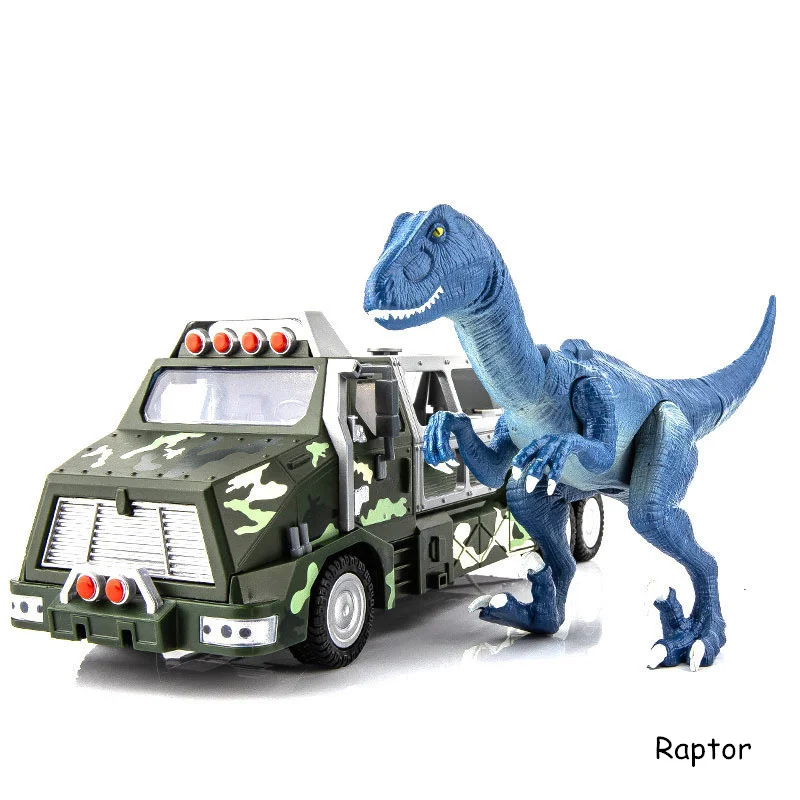 Динозавр Юрского периода игрушка тираннозавр со звуком светильник сплав игрушка-транспортер автомобиль набор модели грузовиков игрушки для мальчиков Brinquedos Juguetes - Цвет: As picture