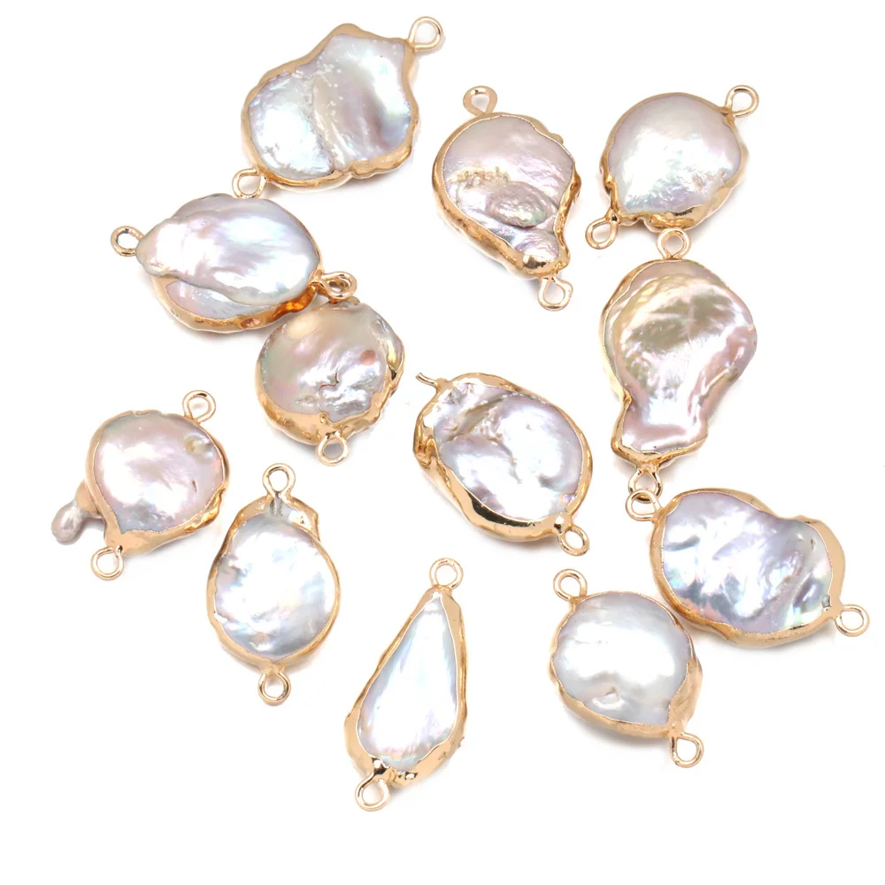 

Natural Freshwater Pearl Pendant irregular Double hole connector Pendants for Jewelry Making DIY Bracelet Necklaces Accessories