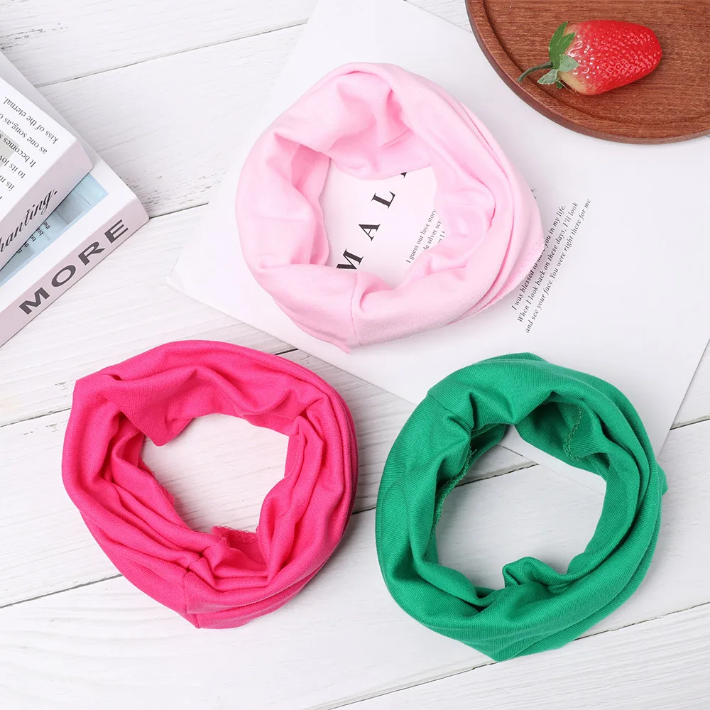 Bufanda de algodón con estampado sólido para niños, bufanda cálida a prueba de viento, para otoño e invierno, con anillo de cuello redondo, multiusos