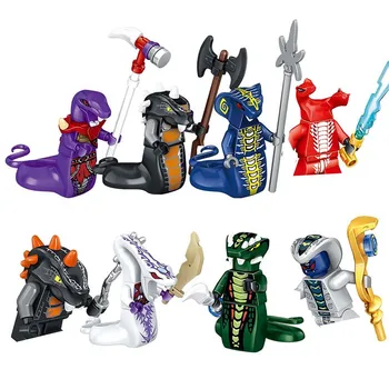 

8PCS Building Blocks Toys Snakes Jay Zane Nya Lloyd Nuckal Snake Acidicus Skales Pythor With Weapon Action Figures Children Gift