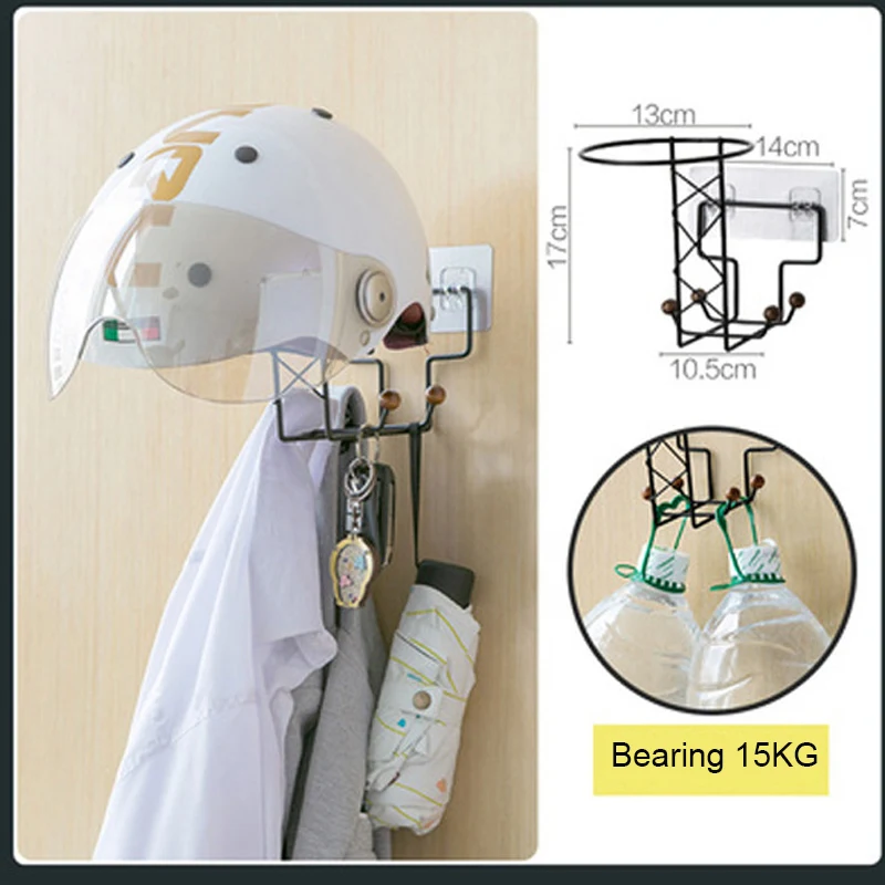 

Metal Wall Mounted Motorcycle Helmet Holder Hook Hat Rack Hanger Display Multifunctional Hat Storage Rack Hook