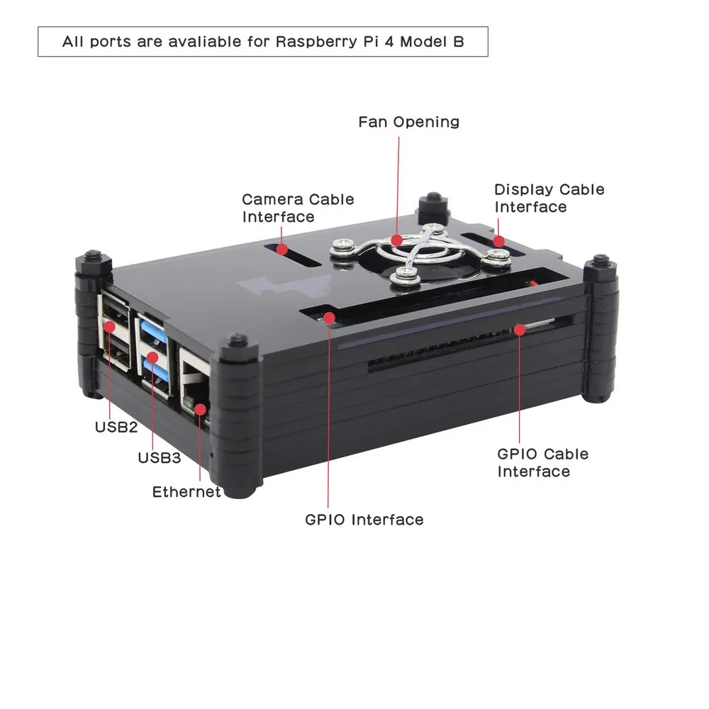 Raspberry Pi 4 Модель B чехол с охлаждающим вентилятором, акриловая крышка оболочки коробка для Raspberry Pi 4 компьютерная модель B только