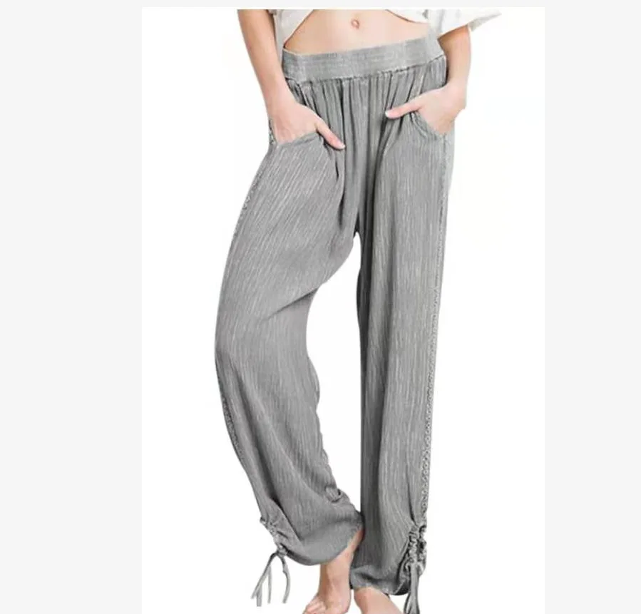 

Women's Solid Loose Causal Leggings 2019 Autumn Comfort Long for Dance Soft Modal Home Workout Lace Up High Waist Winter Legging