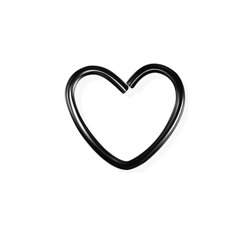 Black Heart 1pc Серьги Для Пирсинга Ушей, 1 шт., хирургическая сталь, кольца для носа сердца и шпильки, Спиральные серьги для ушной хрящ, ювелирные изделия для тела, сексуальные женские аксессуары - Окраска металла: Black Heart 1pc