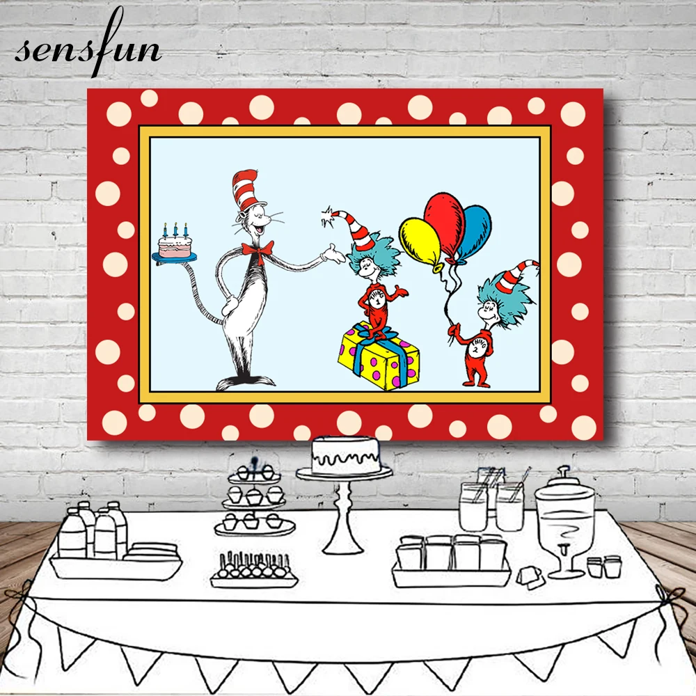 Sensfun мультфильм Кот в шапках фоны новорожденный ребенок душ дети 1 й День Рождения
