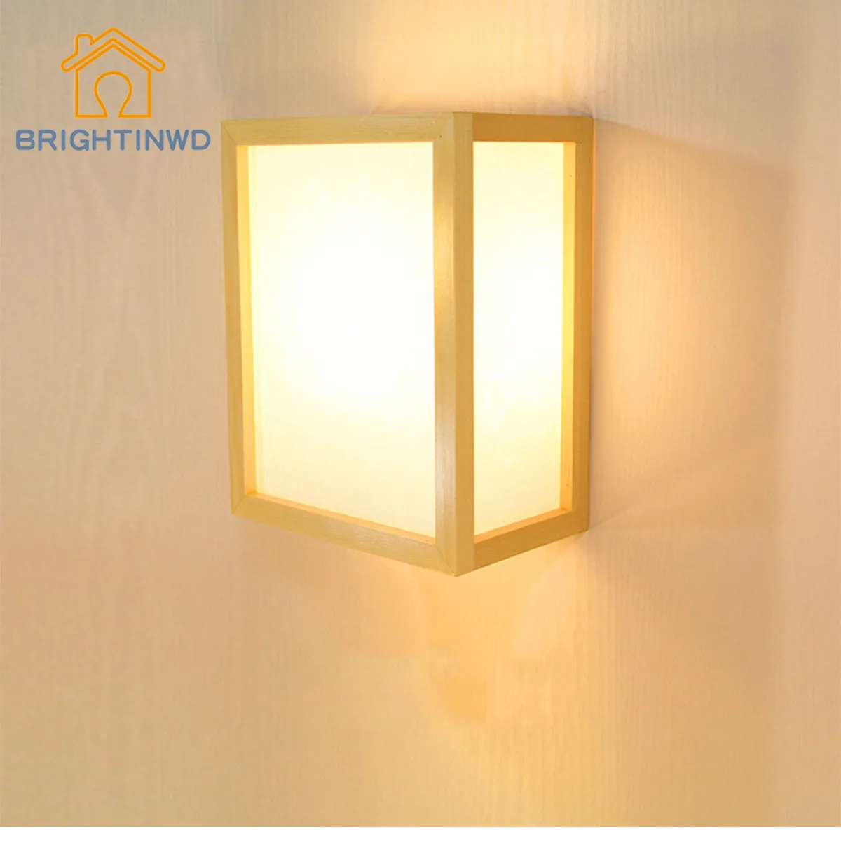 Modern minimalist creative Japanese wood color solid wood led wall lamp Hotel room tatami wooden lamp