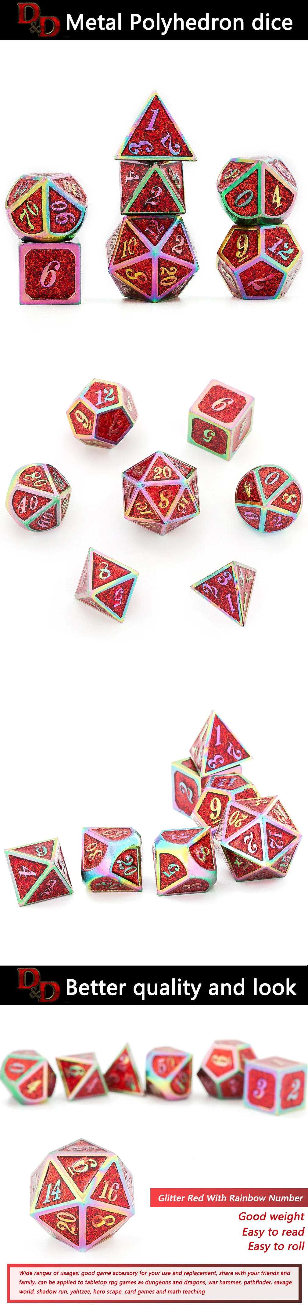 Chengshuo starlight металлические кости dnd Набор кубиков rpg многогранные Твердые подземелья и дракон настольные игры цинковый сплав черный d& d кости 7 шт