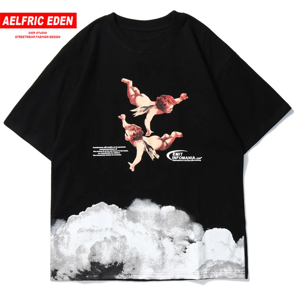 Aelfric Eden Angel Футболка с принтом Харадзюку мужская Японская уличная одежда футболки