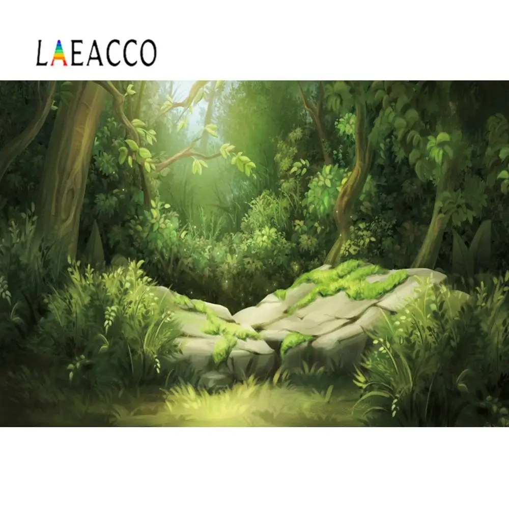 Laeacco Green Forest Backdrops For Photography Tree Grass Shrub Fairytale Baby Child Scenic Photo Backgrounds Photocall | Электроника