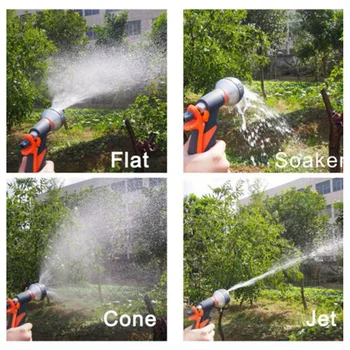 

8 Adjustable Patterns Garden Water Spray Lance Hose Nozzle Plants Watering Non-slip Grip For Comfortable
