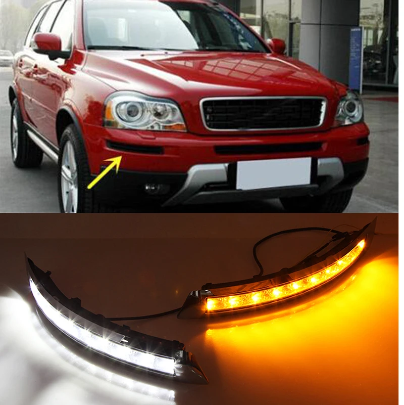 1 комплект белый + желтый светодиодный DRL Дневной светильник лампа для Volvo XC90 2007 2008