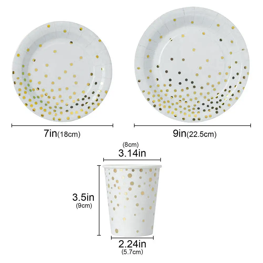 145 шт./компл. горячего тиснения точка одноразовая посуда бумажный стаканчик, тарелка салфетки столовые приборы Рождество День рождения Свадебная вечеринка поставляем