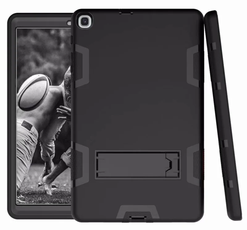 All Black Чехол для Samsung Galaxy Tab A 10,1 SM-T510 T515 чехол Tab A 10,1 Чехол Детская безопасная резиновая силиконовая Противоударная стойка для брони - Цвет: All Black