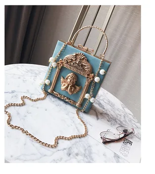 

High End Customized Dinner Bag Inlaid With Diamonds Baroque Angel Hand Bag 2019 New Box Bag Chain Bar Single Shoulder Slant Span