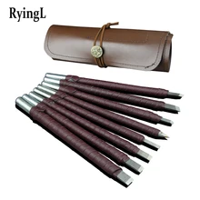 10 шт. ручные инструменты набор ножей для резьбы из вольфрамовой стали уплотнитель камень гравировальный инструмент с кожаной ручкой+ Кожаная сумка