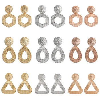 

LETAPI Big Earrings Exaggerated Matte Drop Earrings For Women Metal Earring Gold Silver Color Earrings Creative Jewelry