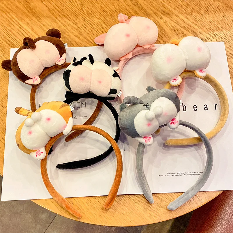 Funny Corgi Butt Plush Hair Hoop Cute Cartoon Animal Non-slip Hair bands Hair Accessories Hair Ornaments For Women Girls Gifts women girls cute sweet cherry scrunchies rubber bands lady lovely hair bands female hair accessories cartoon fruit candy color