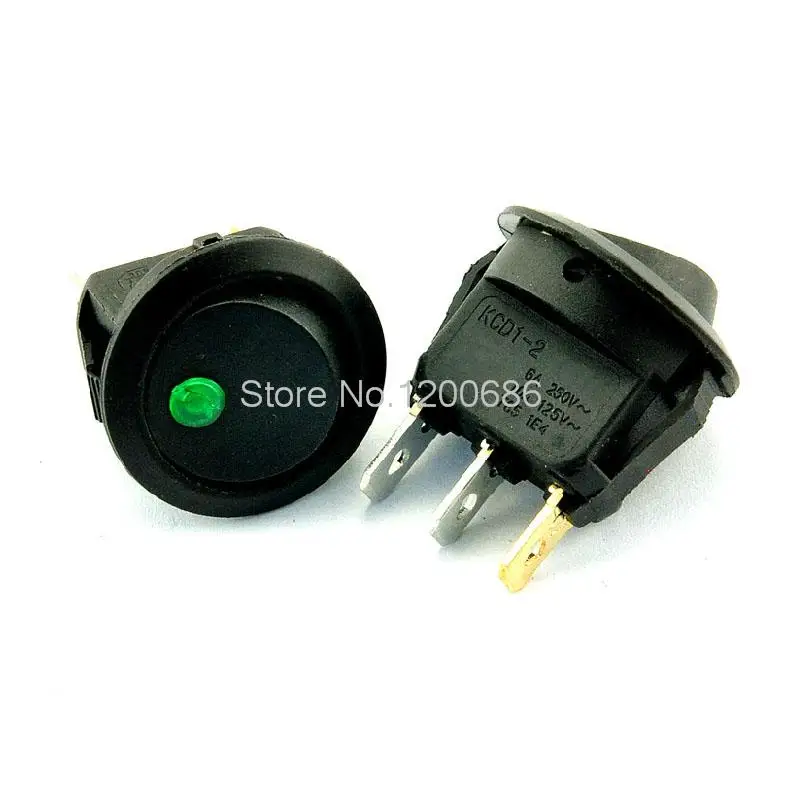 

KCD2-202 power switch Rocker switch 3 feet 2 files LED light green