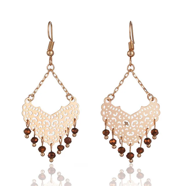 Boho Ethnic Large Golden Luxury Dangle Drop Earrings Hanging for Women Female Fashion 2019 Jewelry Wedding Earrings for Brides E021046-cc