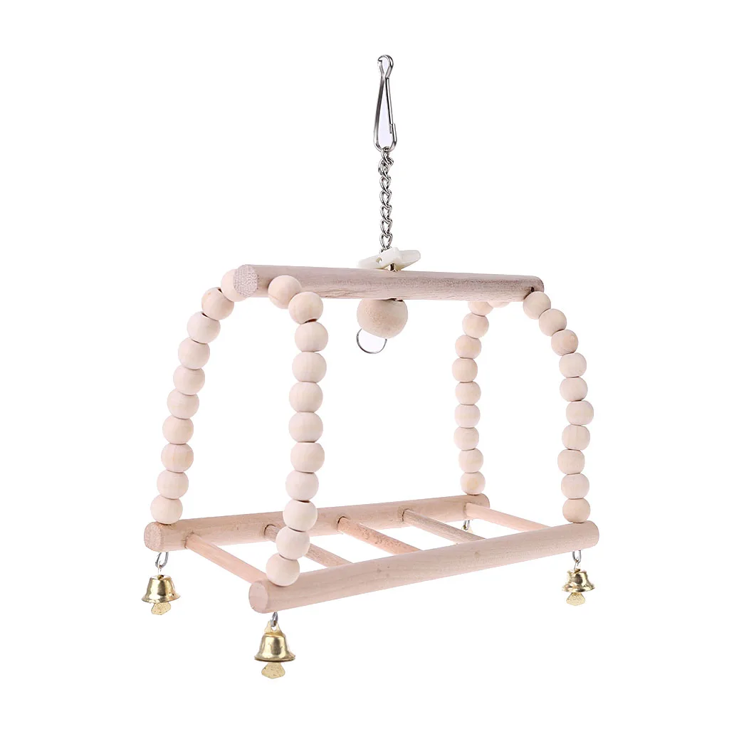 font b Pet b font Bird Swing Bridge Natural Wood Parrot Parakeet Hanging Cage Beads