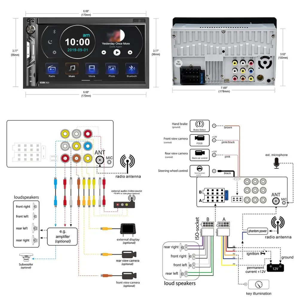 2din Carplay Radio Car Mp5 Player Bluetooth Mirror link Autoradio USB SD AM FM Audio 7