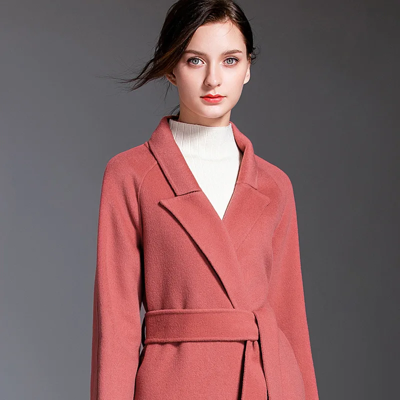 Coat Women Winter New high-end Women's Korean Coat Self-cultivation Double-faced Cashmere Coat Long Coat Female Women Coats - Цвет: Orange