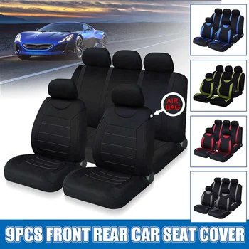 

9 Pcs/Set Washable Car Seat Covers Full Set Car Seat Protector Seat Covers Polyester Fabric Universal Fits Most Cars
